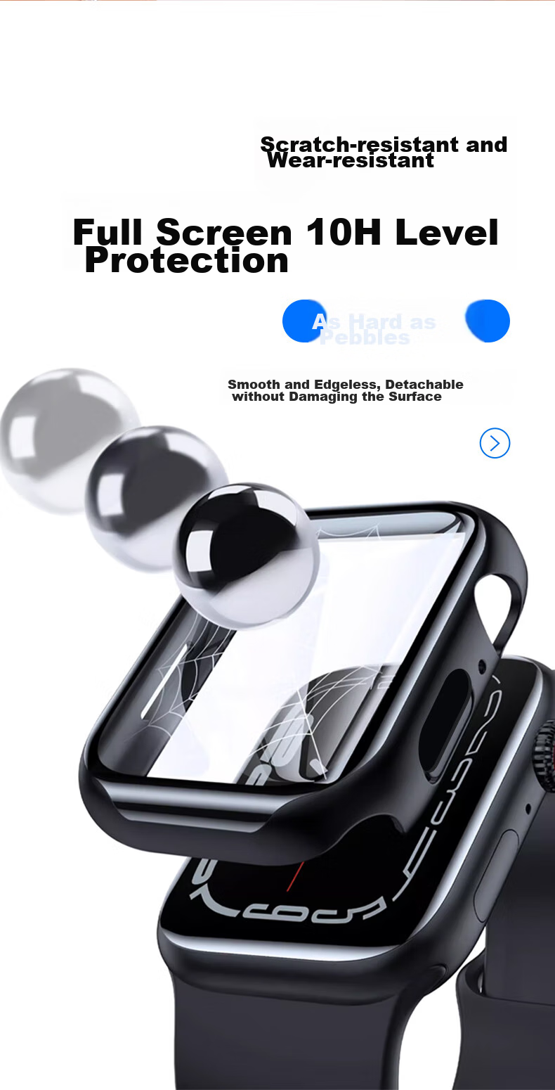 Mashi Compatible with Apple Watch Protective Case for S8, IWatch S9 Case with Integrated Screen Protector, Full Coverage Tempered Glass Film for Apple Watch, Shockproof And Scratch-Resistant, Starlight Color, 41mm 6