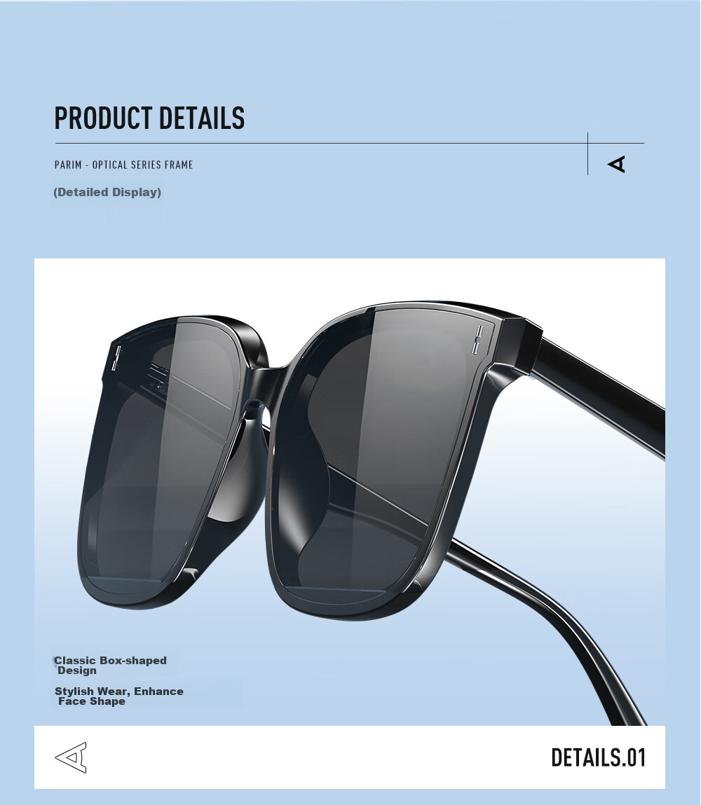 CAXMAN GM Sunglasses for Men And Women, Unisex Square Frame Large Frame Black Ultra-Nylon High Definition Anti-UV Retro Trendy Glasses 14