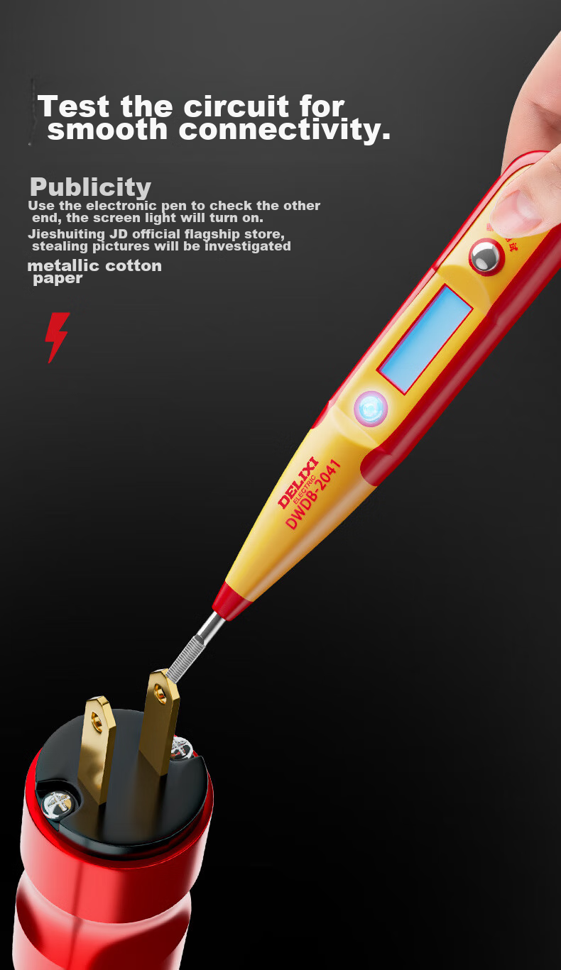 DELIXI Electrician's Voltage Tester, Specialized for Household Wire Testing, Multi-Functional Voltage Detector Pen for Checking Breaks And Points 5