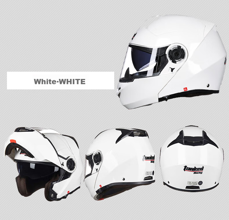 Tanked Racing Motorcycle Helmet T270 Flip-Up Helmet, 3C Certified, Dual Visor, All-Season Anti-Fog Riding Safety Helmet, Matte Black, XL 21