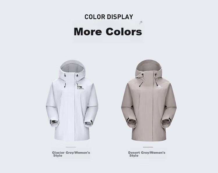 CAMEL Outdoor Jacket for Women, Three-In Waterproof, Windproof, And Warm Inner Liner, Sheepskin Coat, A24CATG706 15