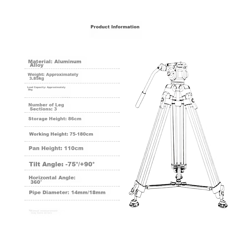 Hakutatz Hakutatz 2061 Camera Tripod, Professional Photography Gimbal, Camera Tripod, Micro Film Wedding Video Live Streaming Sliding Rail, Hydraulic Damping Gimbal 10