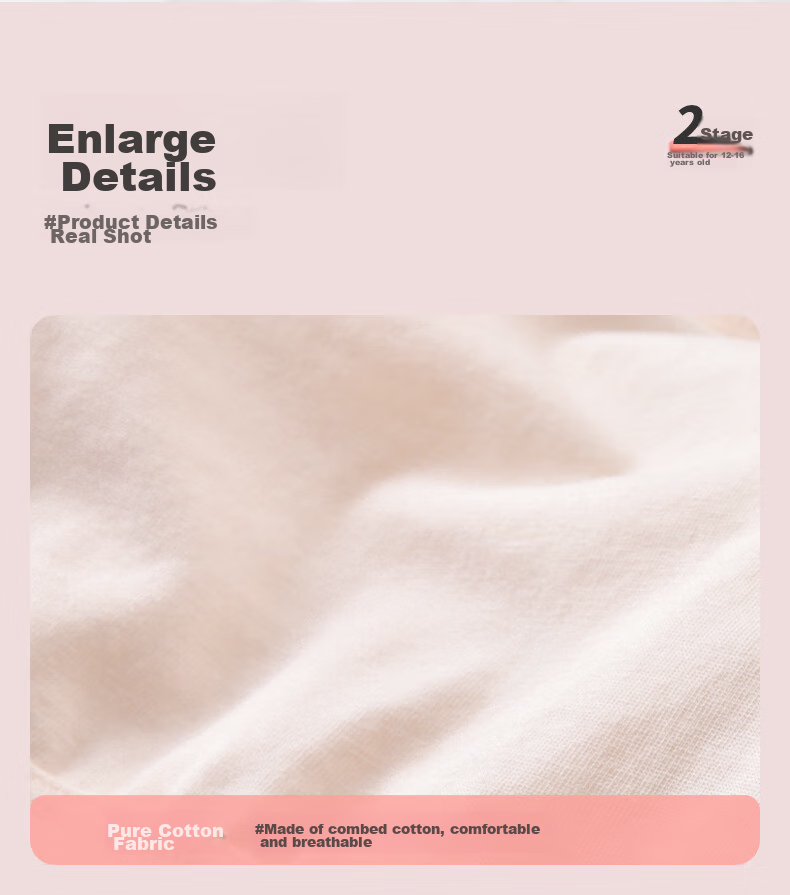 Ailier &ouluola Girls' Underwear, Bra for Ages 15-18, High School Pure Cotton, Puberty, Middle School Teenagers, Adolescent Girls, Student Bras, Size 75B 12