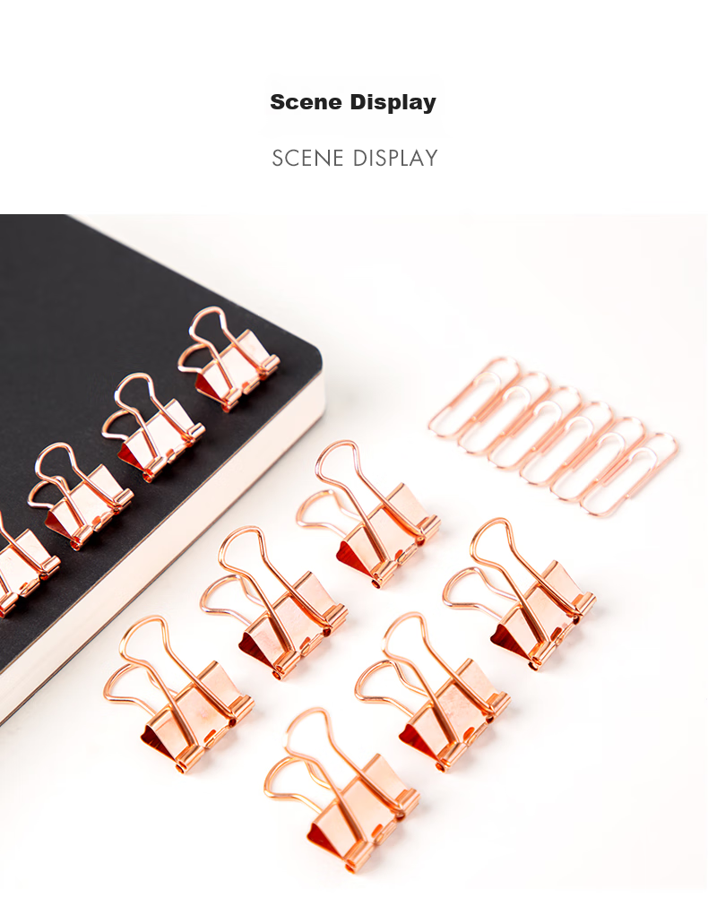 Fizz Metal Clip Set Combination (16 Pieces of 15mm Long Tail Clips + 8 Pieces of 19mm Binder Clips + 50 Pieces of 28mm Paper Clips) / Desktop Office Supplies FZ216006 7