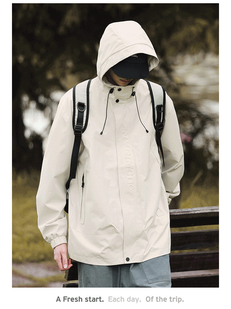 Foss Phil Men's Jacket, Spring And Autumn Outdoor Casual Sports Loose Versatile Hooded Windbreaker Top FPJK9 Black XL 11