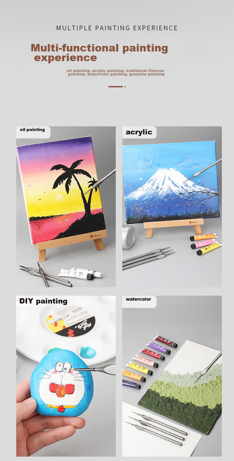Mont Marte Outline Brush, Art Painting Brush for Children, Watercolor Paint Soft Bristle Nylon Brush, Student Drawing Flat Brush for Gouache Acrylic Oil Painting Set MCG0125, Sketching, Marker Drawing 11