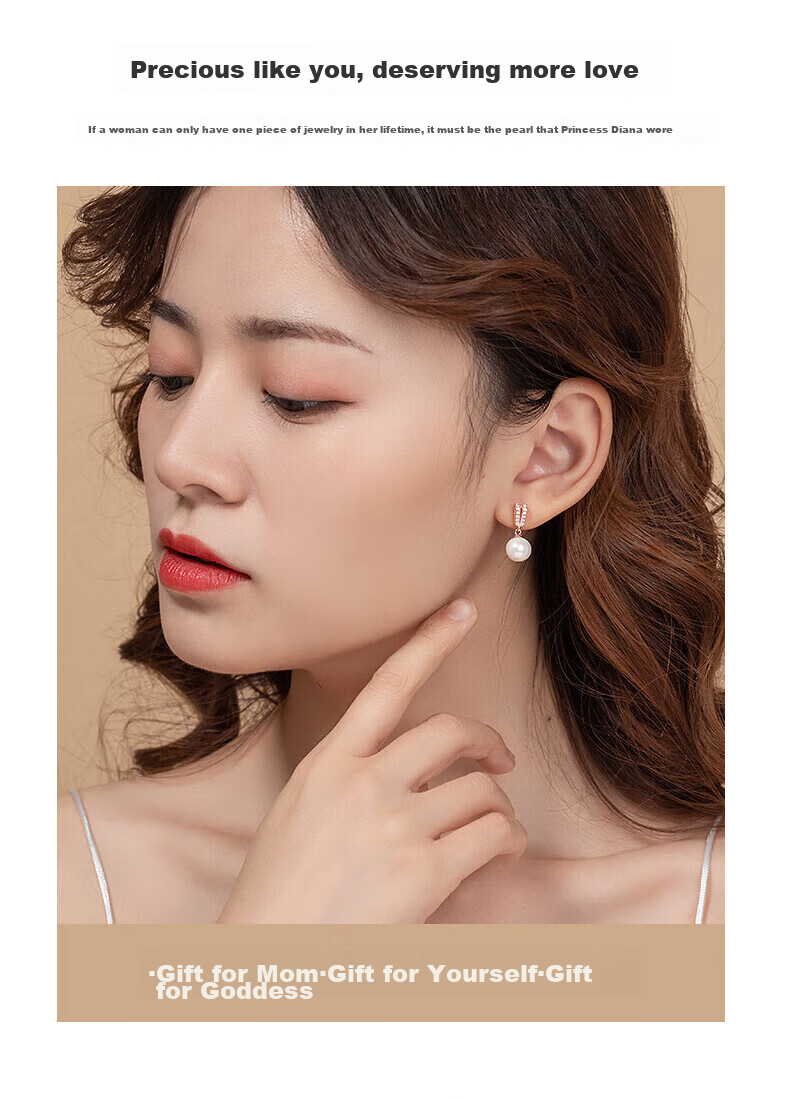 Zhoubaifu [1000+ Stores] Shijia Pearl Stud Earrings for Women, Elegant Earrings, Birthday Gift for Girlfriend Or Wife 2