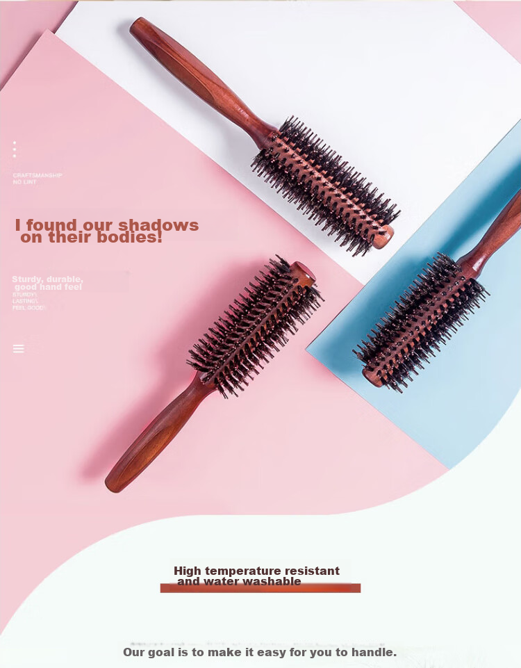 Cigeman Curling Iron, Pig Bristle Brush, Volumizing Styling Tool, Suitable for Men And Women, Hair Beauty Inner-Clipping Curler 7