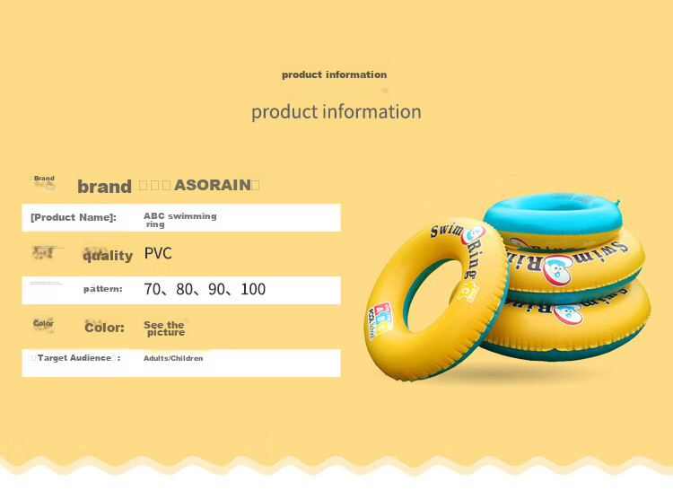 Adandyish Swimming Ring with Handles, Armpit Float for Boys And Girls, Cartoon Life Buoy, Circular Inflatable Ring for Water Play, Suitable for Children And Adults 4