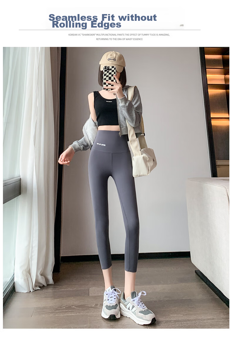 LangSha Shark Leggings for Women, Tight-Fitting High-Waisted Pants, Slimming Effect, Thin Yoga Leggings for Outer Wear 5