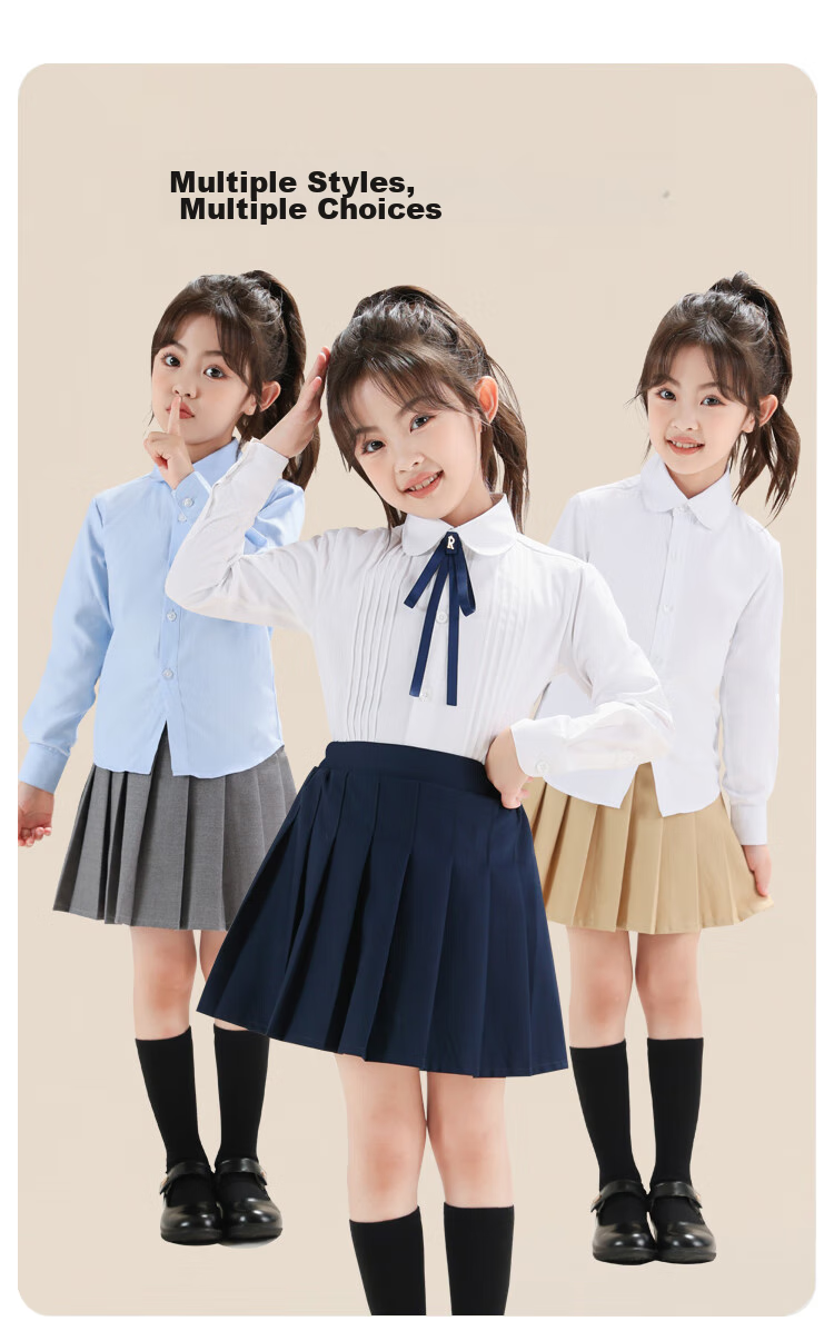 Yinuofang Children's White Long-Sleeve Shirt, Children's Day Performance Costume, Undershirt for Girls, Girls' Shirt for Large Chorus T-Shirt 8