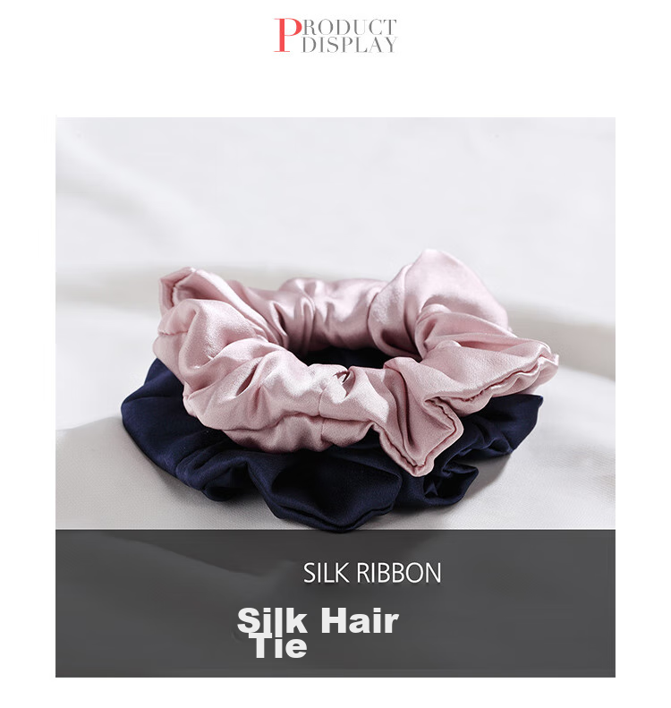 CHIMERA 2 Pieces Silk Hair Ties, Mulberry Silk Hair Bands, Hair Elastics, Hair Flowers, Hair Accessories for Women, Mid-Autumn Festival Gift 24