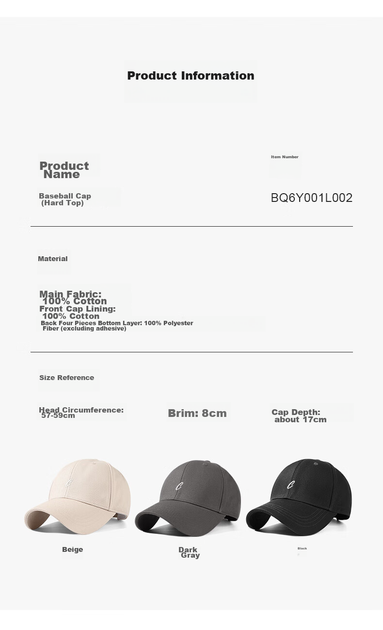 CACUSS Baseball Cap for Women, All-Season Hard Top, Face-Slimming, Korean Style, Versatile Visor Cap, Sports Sun Protection Hat, Beige 6