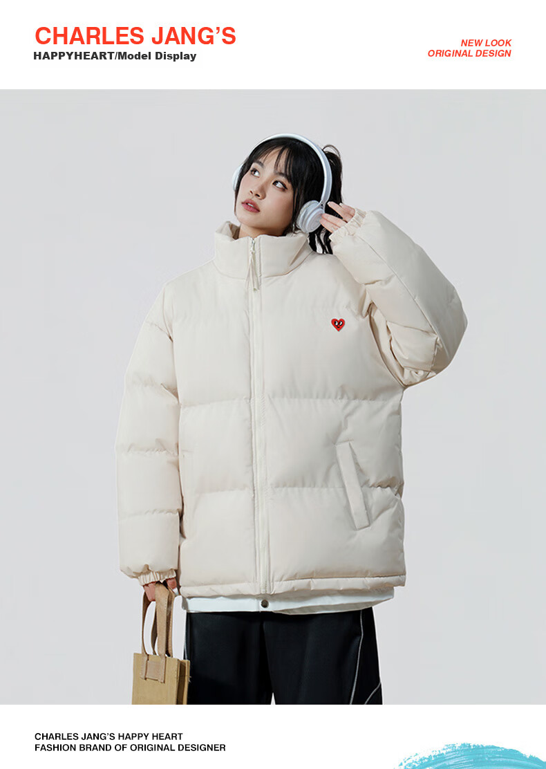 Chaersitaoxin [Wang Churan's Choice] Unisex Couple Matching Winter Thick Cotton Jacket Puffer Coat, Black, Size L 8