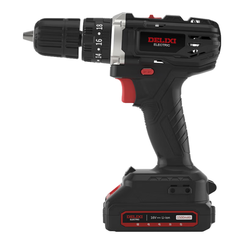 DELIXI ELECTRIC Lithium Battery Drill, Multi-Functional Household Cordless Electric Drill, ED-C2, Two Batteries And One Charger, 16V