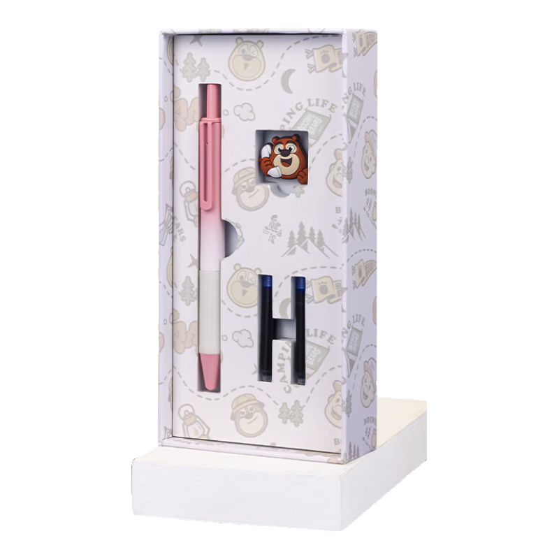 HERO Fountain Pen Boonie Bears Collaboration Gift Box Third Grade Primary School Posture Correcting Iridium Nib Calligraphy Ink Pen 3176 Click Fountain Pen Gradient Pink EF Nib