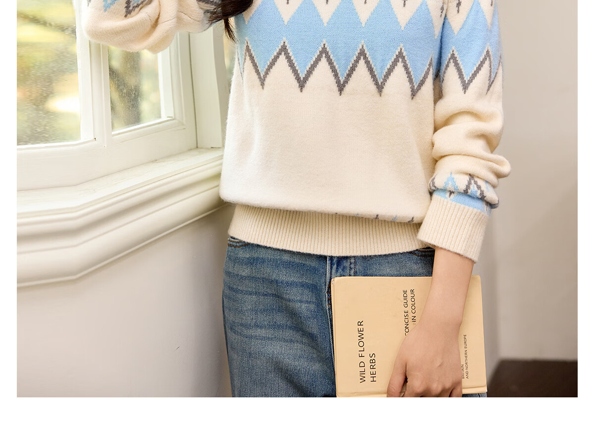 PinCai Knitted Sweater for Women, Round Neck, Retro And Gentle, Suitable for Outdoor Wear, Christmas Style, Lazy And Soft Knit Sweater P144Z9008 33