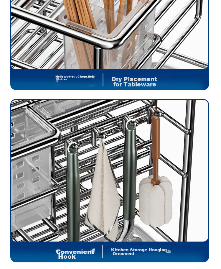 SUPOR Kitchen Spice Rack Cabinet Drawer Stainless Steel Seasoning Shelf Storage Organizer with Extra Height And Thickness K 25