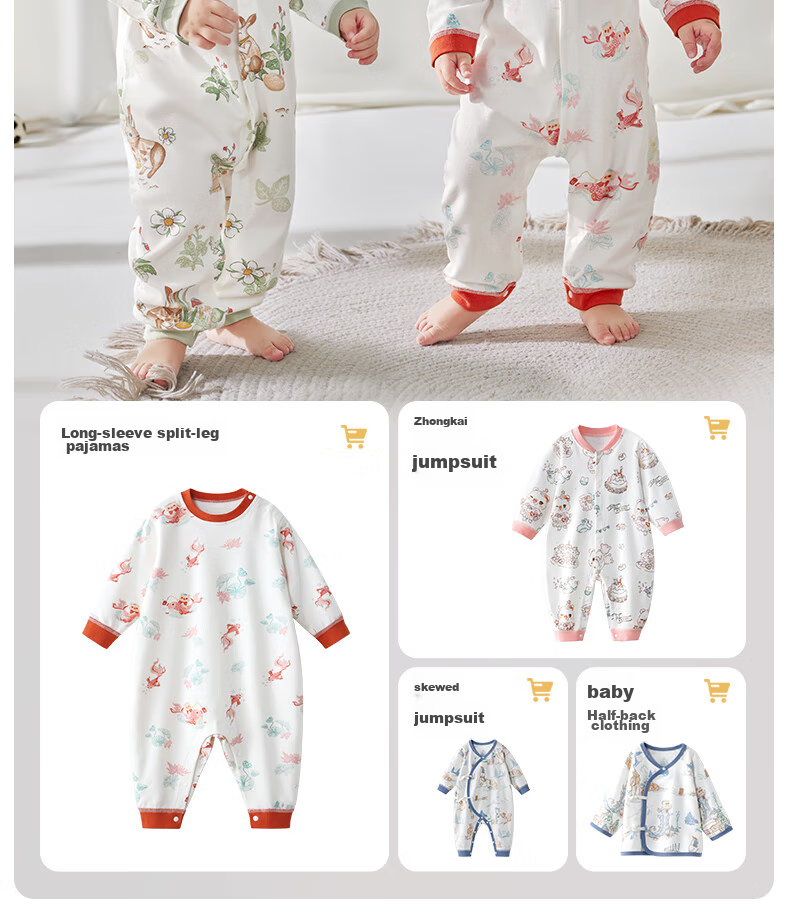 Beitaisi Baby Clothes Spring And Autumn Long-Sleeve Bodysuit, Pure Cotton Newborn Onesie, for Boys And Girls, Early Spring Outfit Pajamas 4