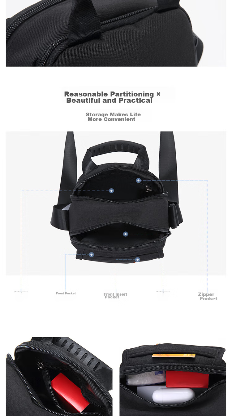 GOLF Shoulder Bag for Men And Women, Casual Crossbody Canvas Bag with Multiple Compartments, Water-Resistant Mini Sports Messenger Bag 6