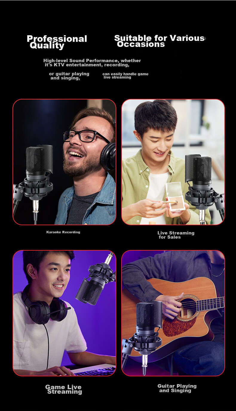 TAKSTAR GL1 Condenser Microphone, Computer Recording And Mobile Phone Live Streaming Sound Card Equipment Set 13