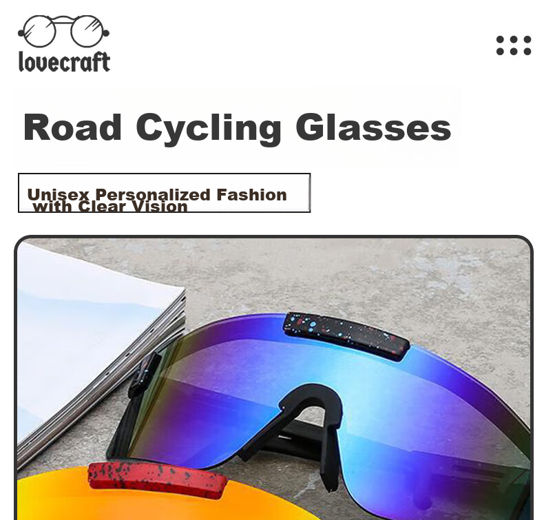 LOVECRAFT Cycling Sunglasses, Model 1147 Black, Unisex Outdoor Sports Adjustable Windproof Sunglasses 1