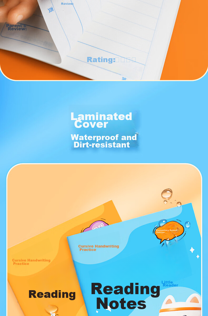 Huaxiwanjuan A5/64 Pages Reading Notebook for Elementary School Students, Children's Good Words And Sentences Collection Book, Chinese Language Reading Check-In Record Book for First, Second And Third Graders, Portable Collection Notebook 4