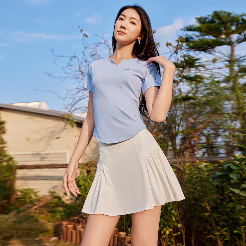 CAMEL Short-Sleeve Skirt Sports Set for Women, Summer New Style Ultra-Thin Quick-Dry T-Shirt, Casual Running Anti-Exposure Sportswear