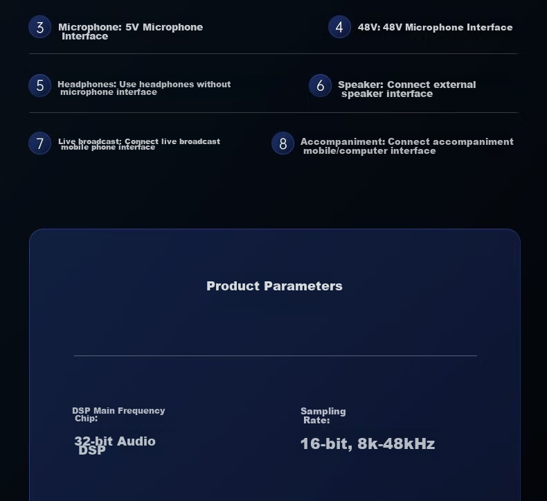 Feilipu Mobile And Computer Compatible Live Streaming Sound Card Bluetooth Accompaniment Professional Live Streaming Equipment Plug And Play Live Recording DLM3025C Sound Card + Handheld Microphone Complete Set 35