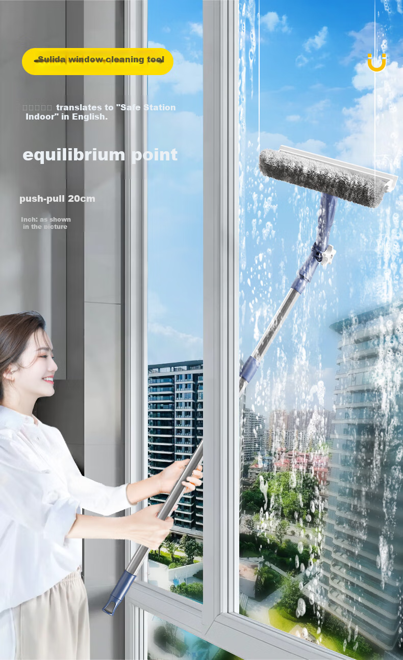 Sulida Glass Cleaning Tool for High-Rise Windows, Professional Window Cleaner, Outdoor Window Cleaning Equipment, Glass Scraper for Exterior Windows 1