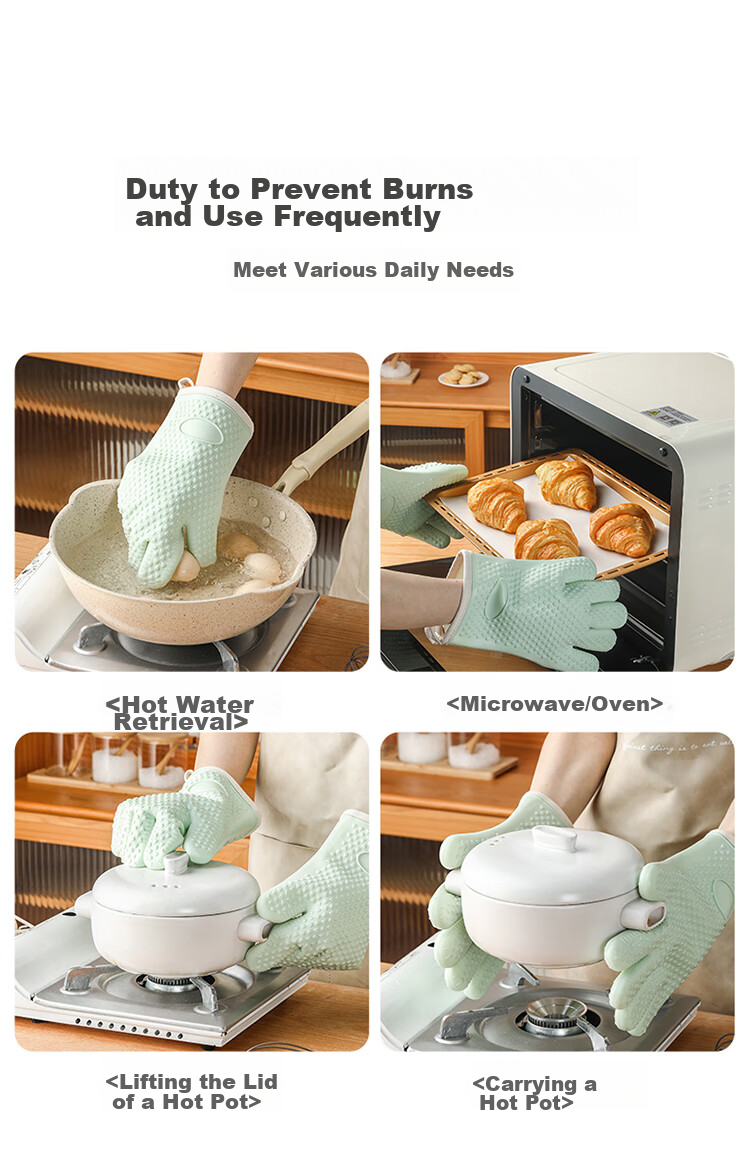 Jekero Five-Finger Thick Heat-Resistant Gloves, Insulated Anti-Scalding Gloves for Kitchen, Microwave Oven, Baking Oven, Specialized Thick Non-Slip 5