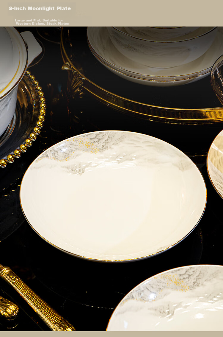 Haoya 82-Piece Jingdezhen Ceramic Dinnerware Set with Bowls, Plates, Spoons, Chopsticks, Complete Household Set for Housewarming And Good Luck 12