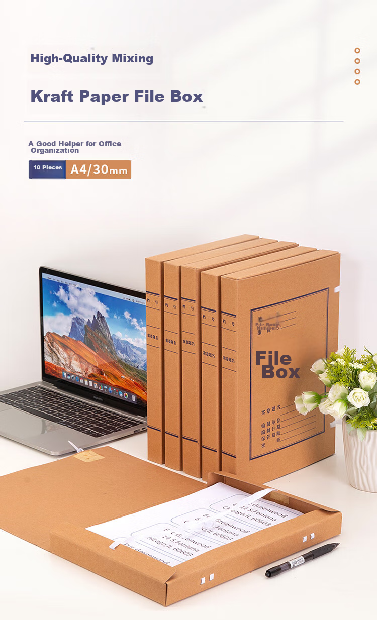 Deli 10 Pieces, 30mm Mixed Pulp 300g Kraft Paper File Boxes, Archive Boxes, Thickened Desktop Financial Party Building Exam Paper Storage Bill Organizer, 63205 2
