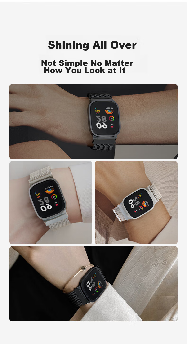 CangHua Compatible with Redmi Watch 3 Strap, Redmi Watch 3 Strap, Sports Edition Watch Strap, Milanese Metal Stainless Steel Replacement Wristband, Black 15