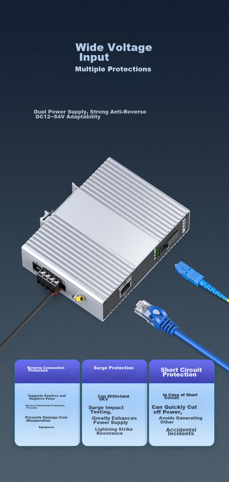 Zhongkeguangdian Industrial-Grade Fiber Optic Transceiver, Gigabit 1 Optical 1 Electrical, Single-Mode Single-Fiber Optical-Electrical Converter, Switch Rail-Type SC Interface, ZK-7000 8