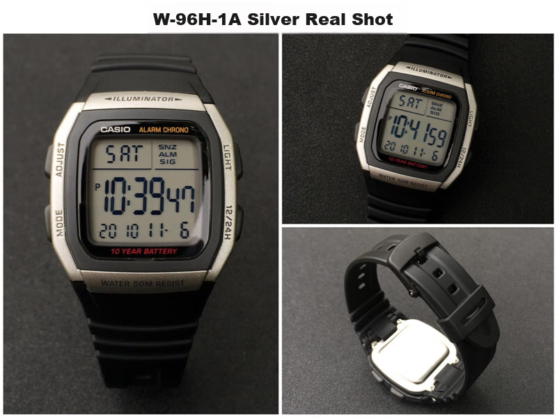 CASIO Men's Small Square Series Outdoor Waterproof Sports Student Watch Luminous Digital Watch Gift for Boyfriend W-96H-1B 9