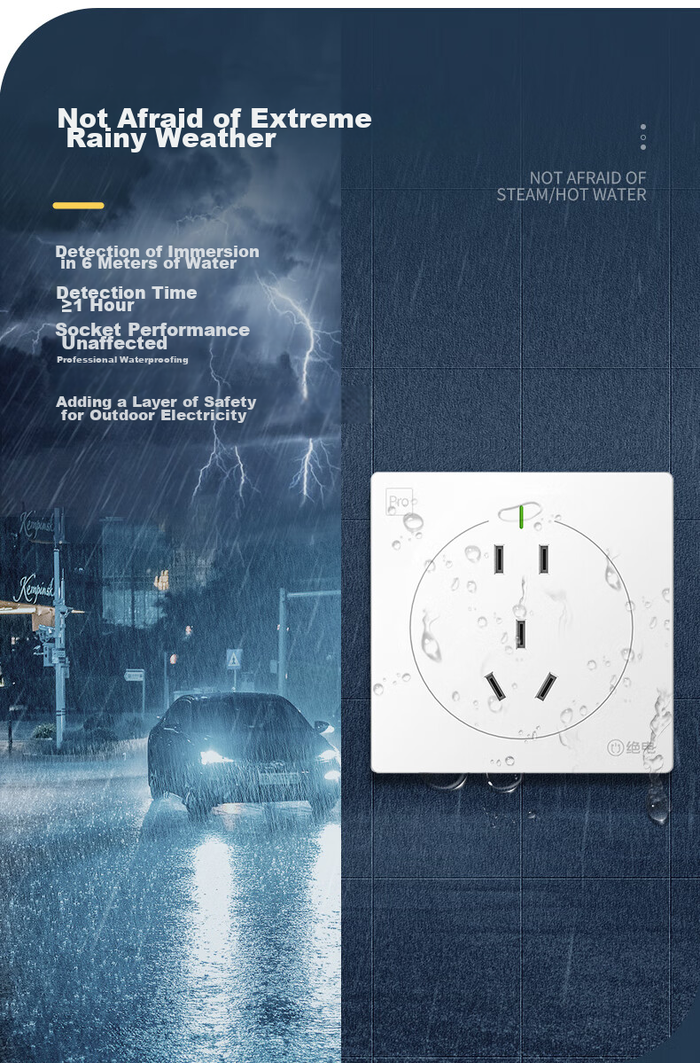 Juedian Waterproof Switch Socket, New National Standard 86-Type Panel, Surface Or Concealed Mounting 10A Five-Hole Wall Plug, Outdoor Rainproof, International IP68 Waterproof Certification, Matte Panda White 7