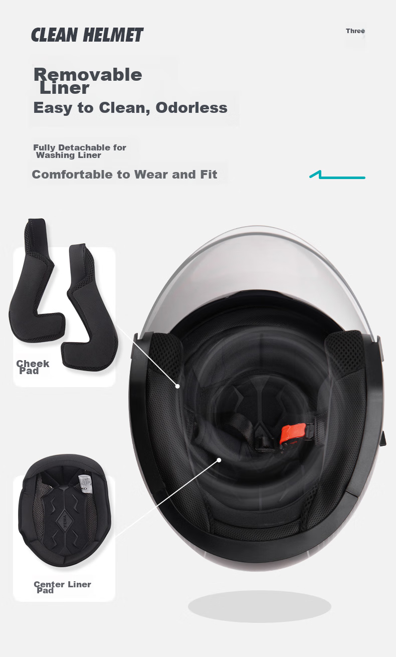 YEMA 3c Certified 639S Electric Motorcycle Helmet, Men's Winter Dual-Lens Safety Helmet, Women's Electric Scooter Half Helmet, All-Season Universal Fit, One Size, Matte Black with Speed Stripes And Clear Visor 11