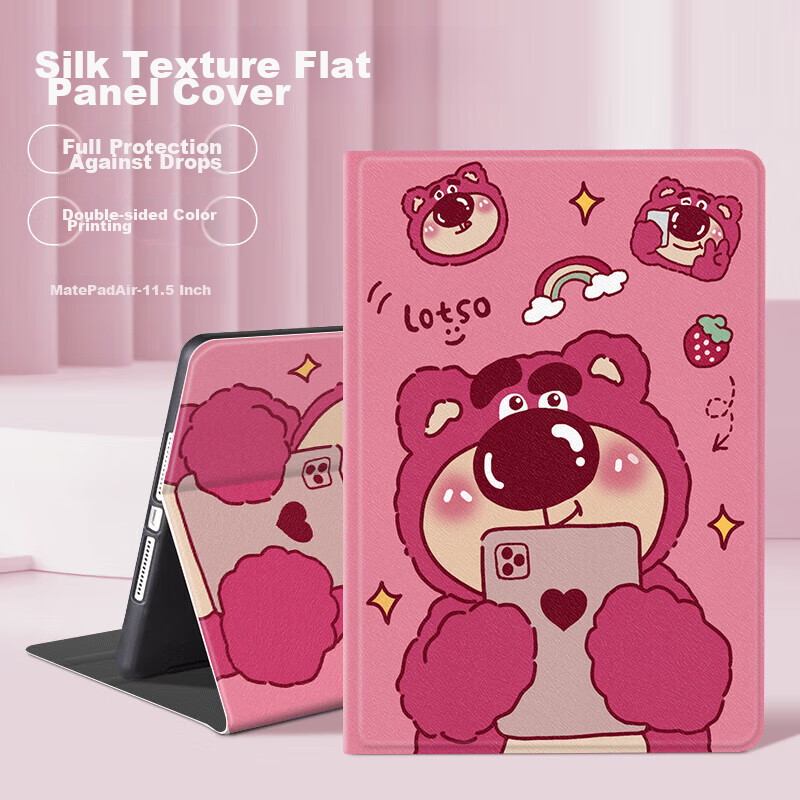 Yingkaida Compatible with Huawei MatePad Air 11.5-Inch, Universal Fit for MatePad 24/23 Models, 11.5-Inch Protective Case, Cartoon Anti-Drop Tablet Cover, Strawberry Bear Design, 2023 Model
