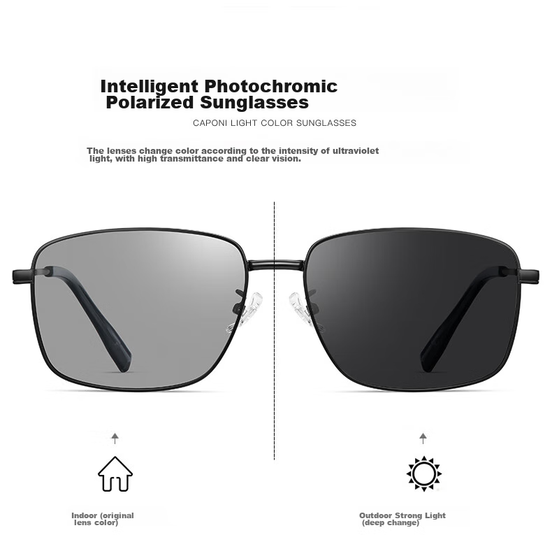 CAPONI Photochromic Polarized Sunglasses for Men, Day And Night Use, Driving-Specific Night Vision Glasses, Anti-Glare High Beam Protectio 2