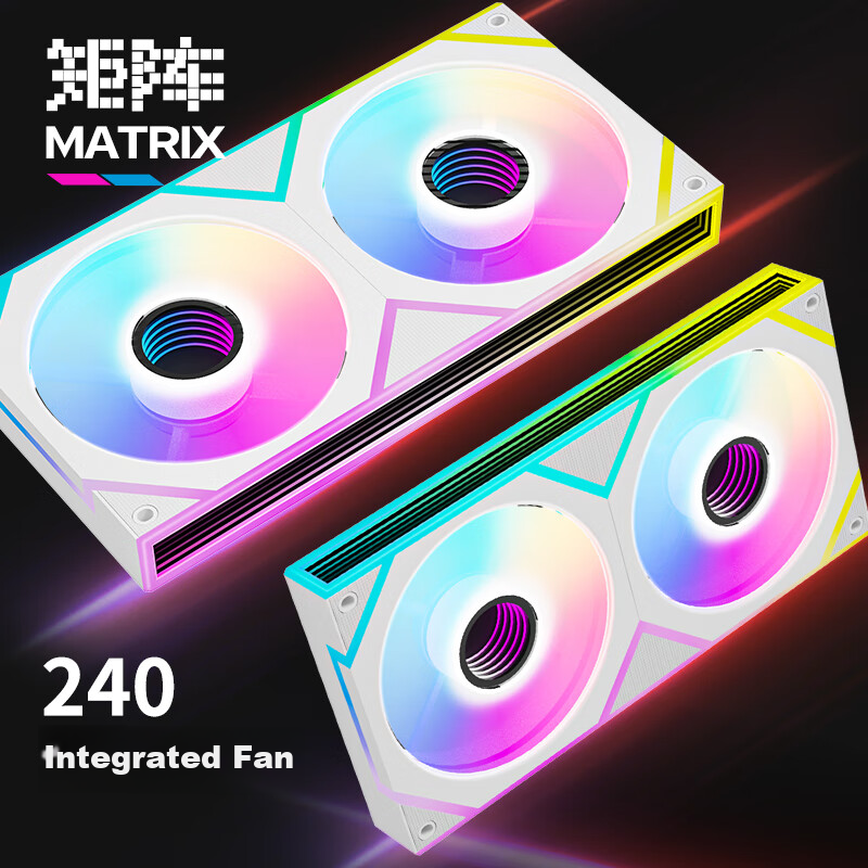 Great Wall Matrix 240 White All-In Case Fan (49 High-Quality LEDs, Easy Installation with 4 Screws, ARGB Lighting Effects, Integrated Side Panel Mirror, PWM Speed Control)
