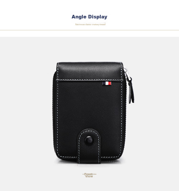GOLF Top-Grain Leather Men's Card Holder, Multifunctional Driver's License/ID Card Holder, Large Capacity Document Case, Gift for Men, Business Card Holder, Coin Purse, 5V328451J Black 20