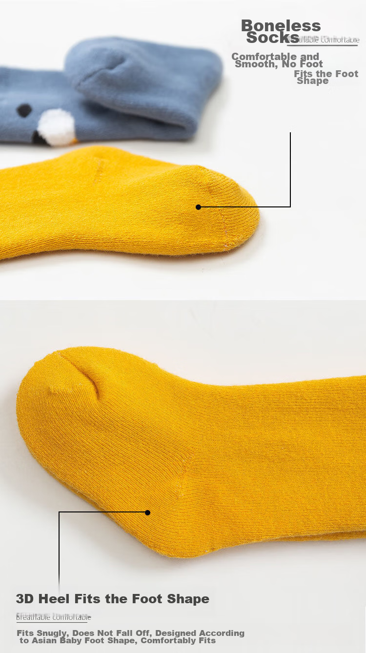 9I9 Baby Socks, Autumn And Winter Mid-Calf Length, Floor Socks for Infants, Non-Slip Children's Cotton Socks, Terry Cloth, 3 Pairs, A168 6