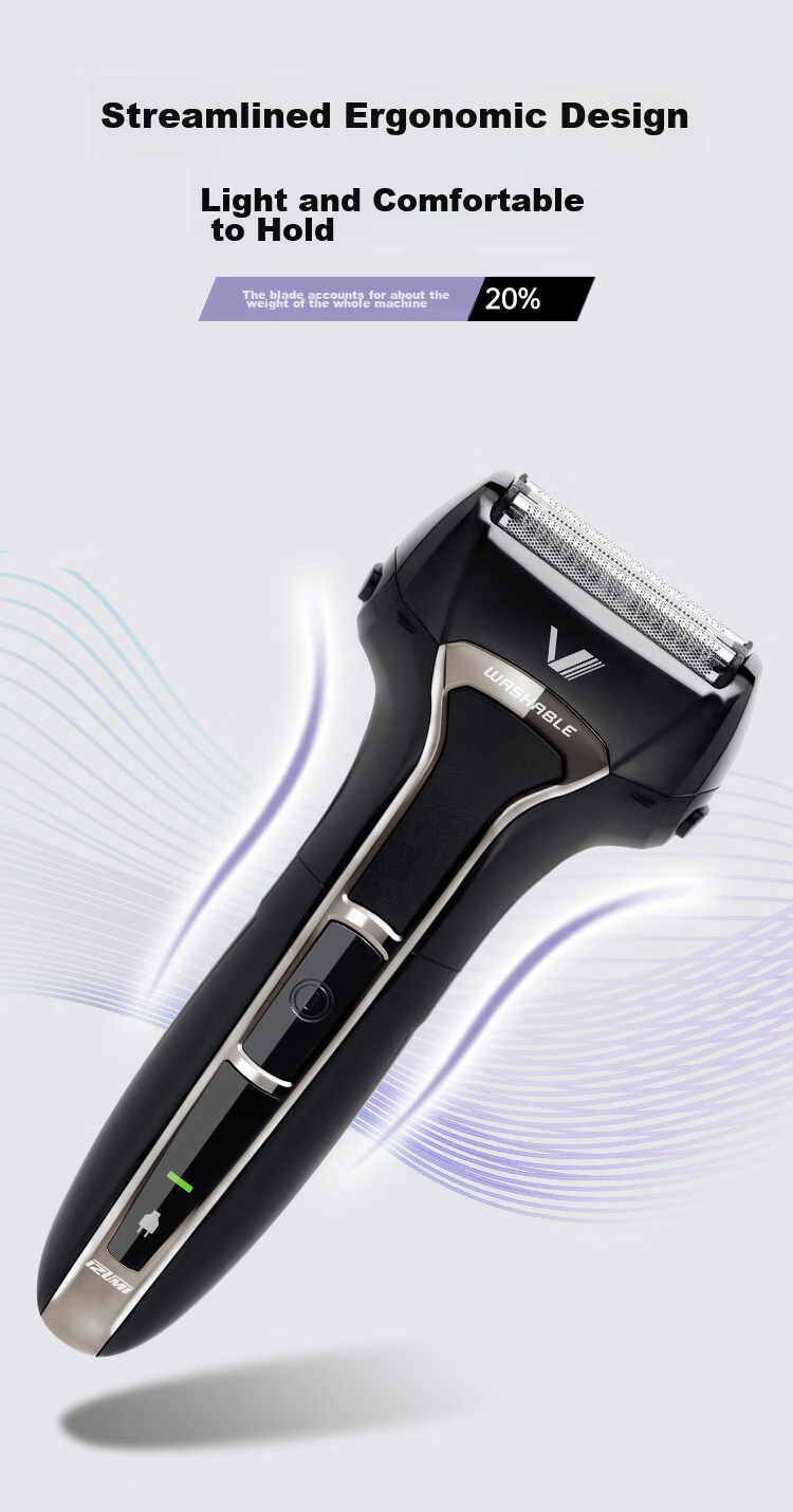 IZUMI Electric Shaver V743R Waterproof Durable 4-Blade Imported Razor with Sideburn Trimmer for Outdoor Use Gift for Boyfriend Husband Father 9