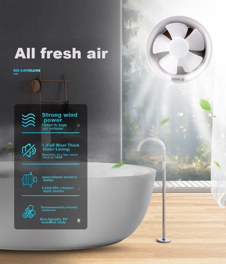 JINLING Window Exhaust Fan, Bathroom Ventilation Fan, Kitchen Powerful Extractor, Low Noise Exhaust Fan, 8-Inch APC20-3 4