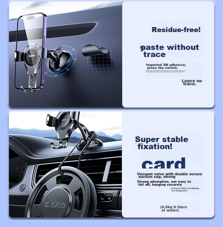 Baseus Car Phone Holder, Suction Cup Navigation Mount for Car Dashboard, Front Windshield And Center Console Holder 2
