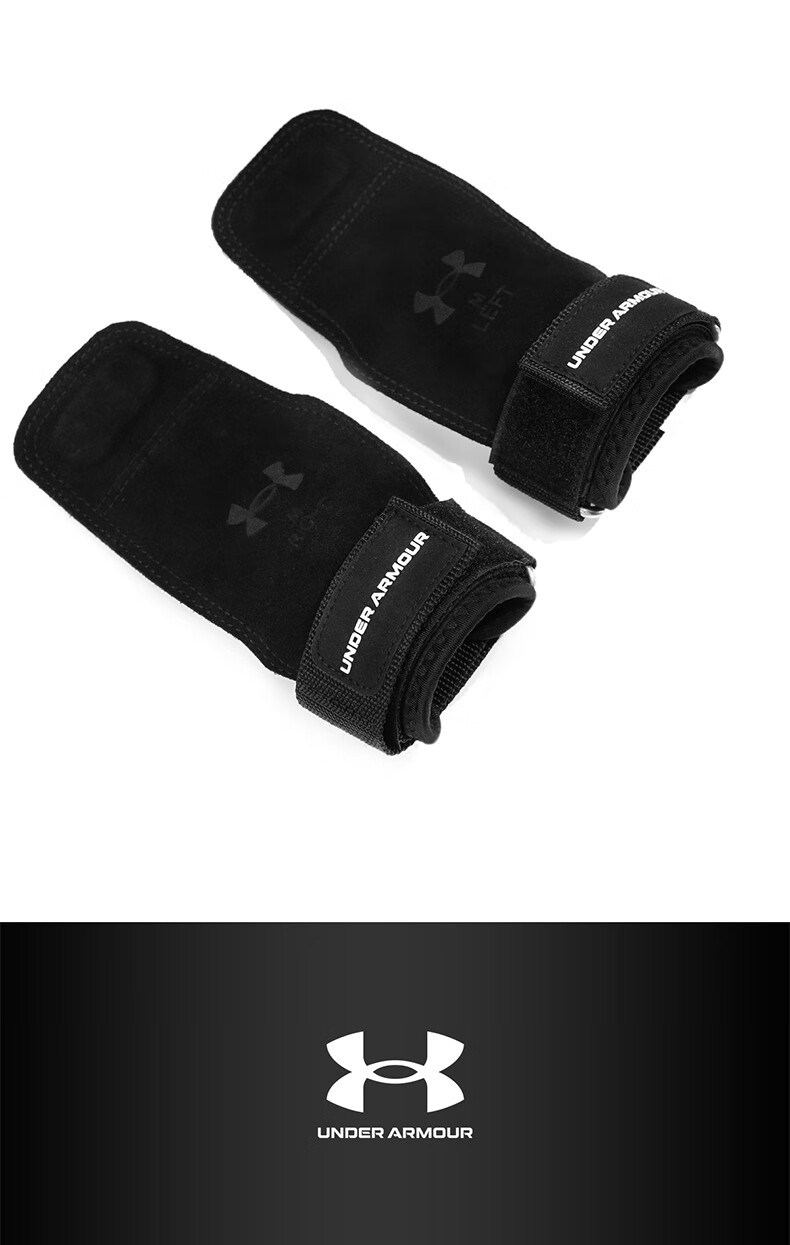 Under Armour Pull-Up Assist Band with Grip Strengthener, All-In Single Bar Pull-Up Fitness Gloves, Palm Protector Dumbbell, One Size Fits All, Black Pair 3