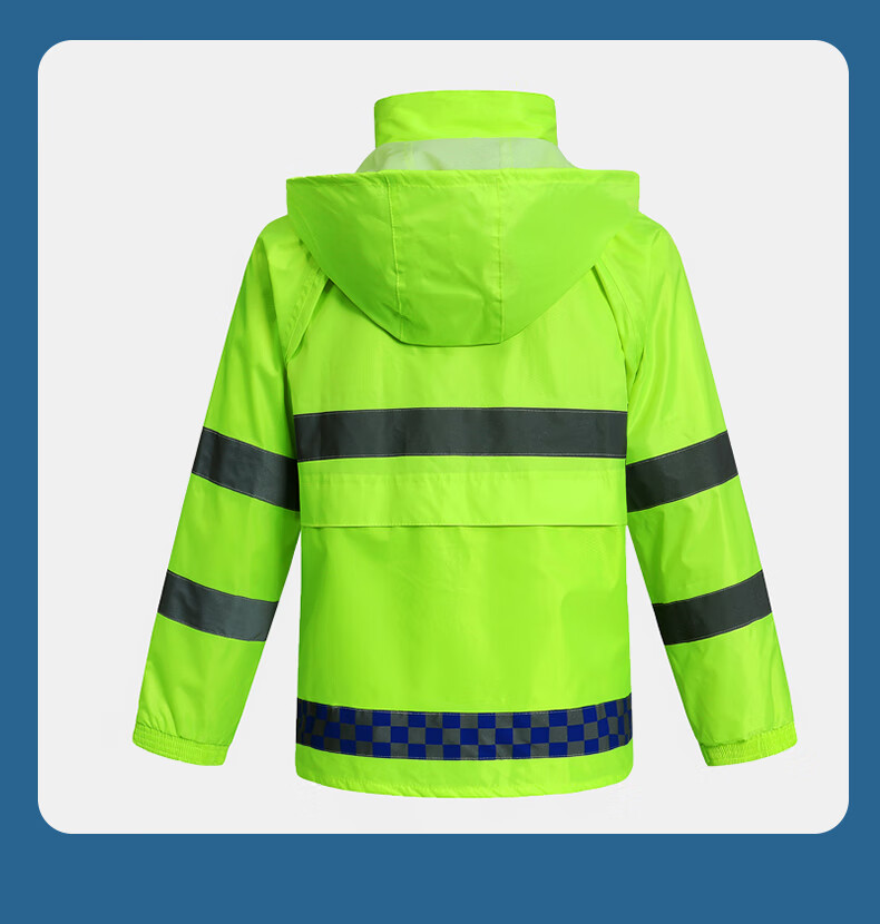 Caiyile Reflective Raincoat And Rain Pants Set, Two-Piece Flood Prevention Road Administration Warning Traffic Work Uniform Protective Rainwear, Fluorescent Green, Size 2XL 1