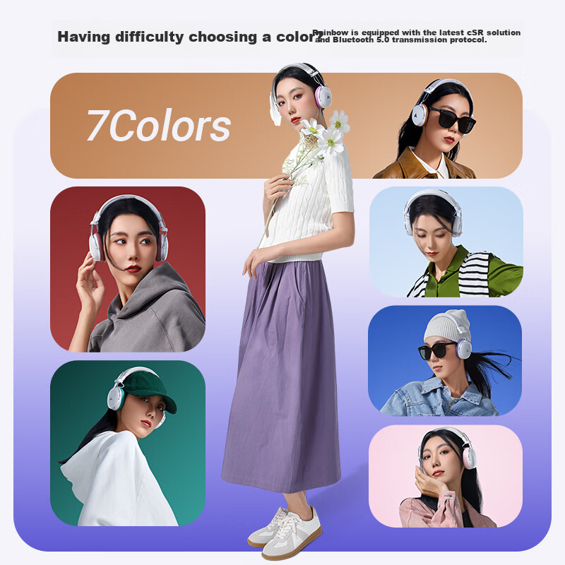 ACEFAST Speed Boost [Subsidy] Seven-Day Headphones, Bluetooth Gaming ANC Noise Reduction, Colorful Stylish Small Head with Replaceable Ear Cups, Ideal Gift Choice