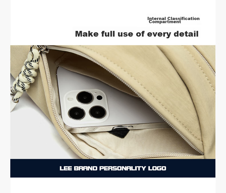 Lee Women's Shoulder Bag Fashion Crossbody Bag Men's Waist Bag Commuter Chest Bag Student Casual Versatile Backpack Cream White 6